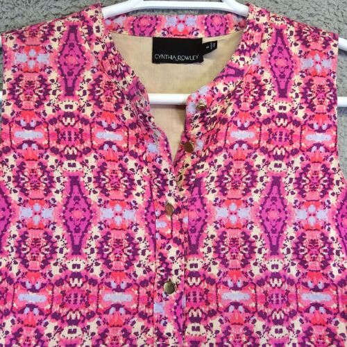 Vestido de lino Cynthia Rowley para mujer talla 8 rosa púrpura cambio boho sin mangas - Imagen 5 de 14