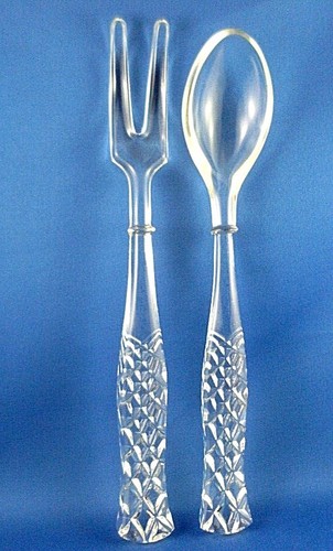 Vintage 1950's BOHEMIA CRYSTAL SALAD SERVERS (FORK & SPOON) Collectable VG - AUS - Bild 9 von 9