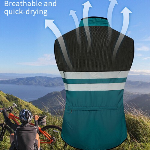 WOSAWE High Visibility Cycling Vest Reflective Gilet Bicycle Windproof Waistcoat - Picture 6 of 21
