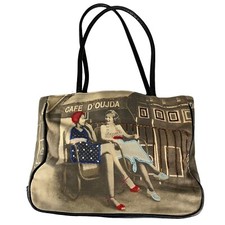 Borsa Cafe D' Oujda impreziosita da perline con paillettes borsa tote trasporto artistica retrò boho