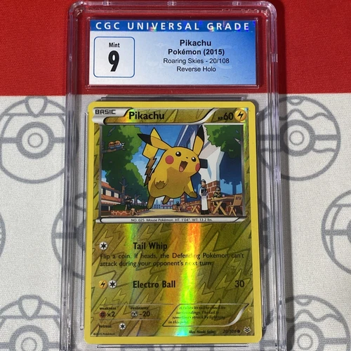 CGC 9 MINT Pikachu Reverse Holo 20/108 Pokemon 2015 Roaring Skies Card 5013
