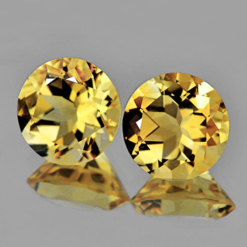 8.00 mm 2 pieces Round AAA Fire Natural Golden Yellow Citrine (Flawless-VVS) - Picture 1 of 2