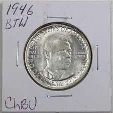 1946 50C Booker T Washington Commem Half Dollar in Choice BU Condition #4387
