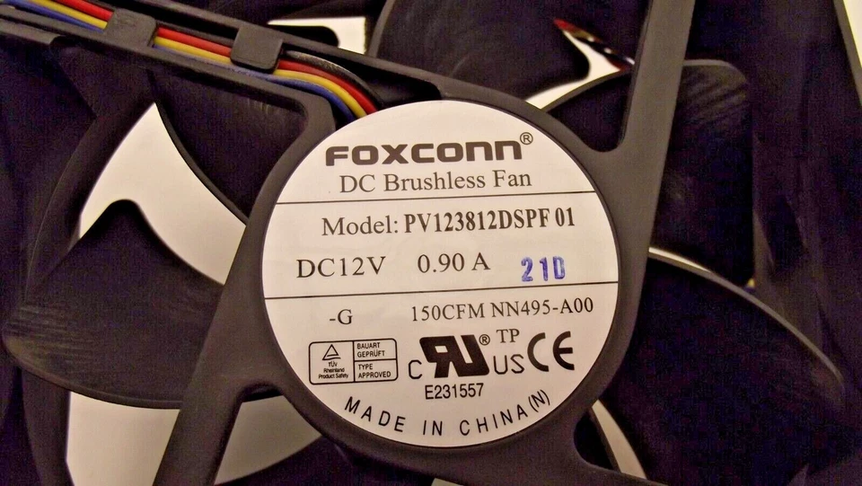 Dell 0NN495 Fan 120mm x38mm Foxconn PV123812DSPF 01 DC12V 0.90A 5 PIN L-P 34-4 - Image 2 of 3