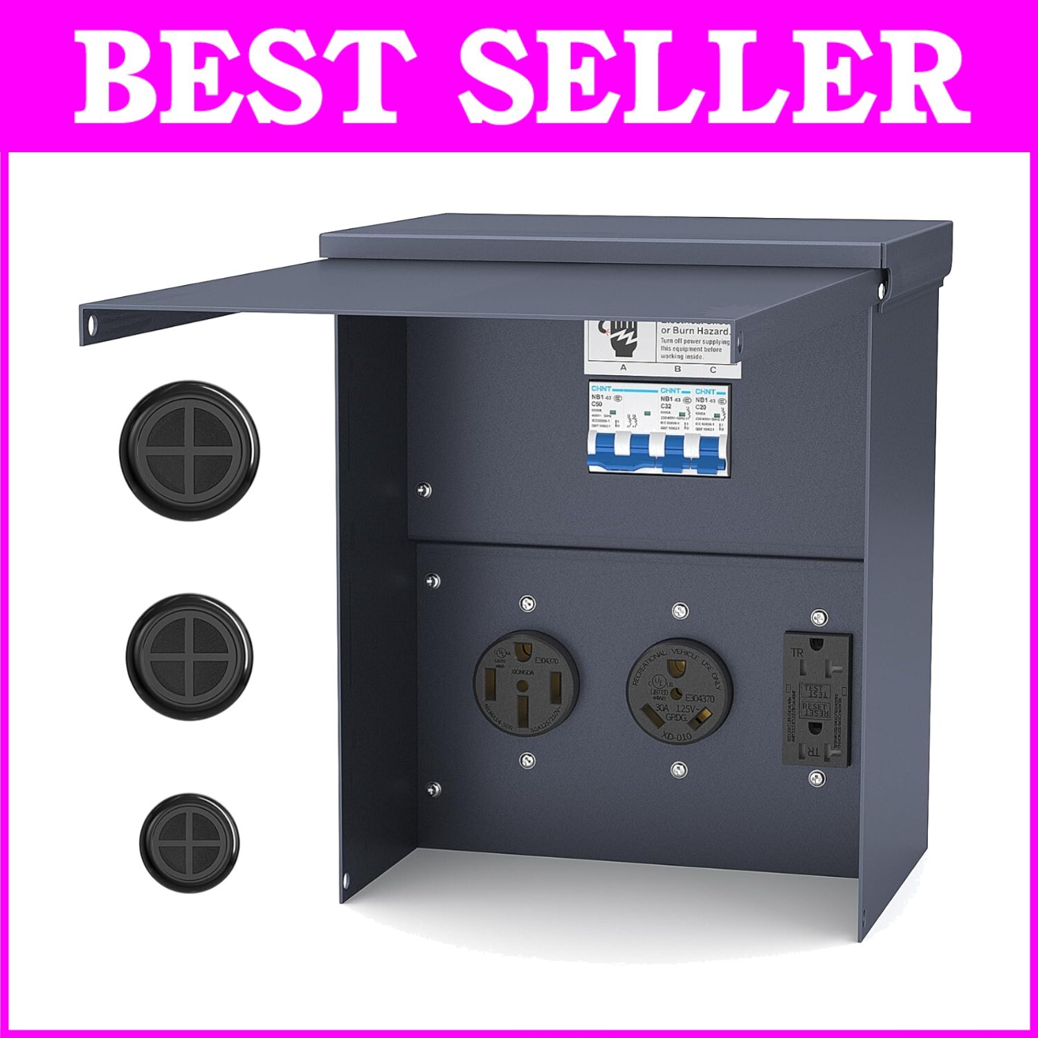 Thicker Prewired Temporary Power Outlet Panel with UL Listed 20/30/50 Amps