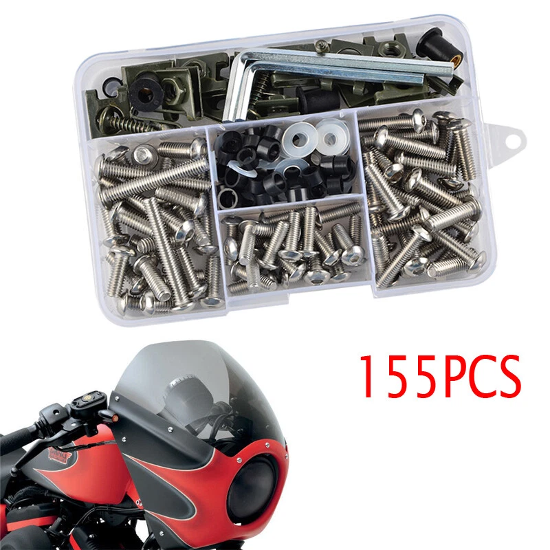 155×Motorcycle Shell Fairing Bolt Plate Screws Nut Stainless Steel Thread Kit US - Image 4 of 4