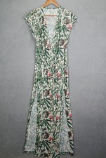 Bahia Do Brasil by Mia do Brasil Mesh Maxi Dress Womens Small Green Floral Cap