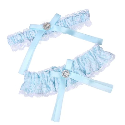 Bridal Wedding Belt Lace Garter Set Blue Reusable Thigh Decoration Adjustable - Bild 1 von 4