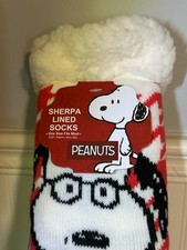 Snoopy Peanuts Sherpa Lined Socks W/ Tags SHIPS W/ TRACKING 