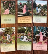 Set mit 6 alten romantischen poetischen Postkarten von J Bamforth & Co Verlag