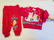 Vintage Kids Jogging Suit Sweat Suit Set 12 Months Tuff Cookies w Cats NEW BIN42