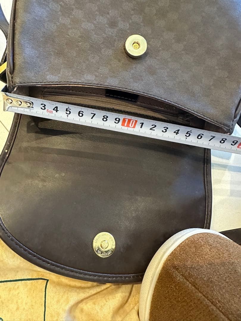 GUCCI Crossbody Shoulder Bag Leather Brown Gold Hardware Vintage Logo From Japan thumbnail 19
