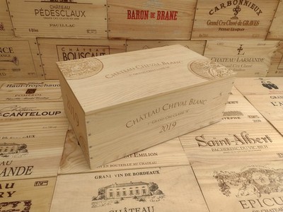 Holz Weinkiste Kiste mit Deckel ~ Chateau Cheval Blanc 12 halbe Flaschengröße französisch