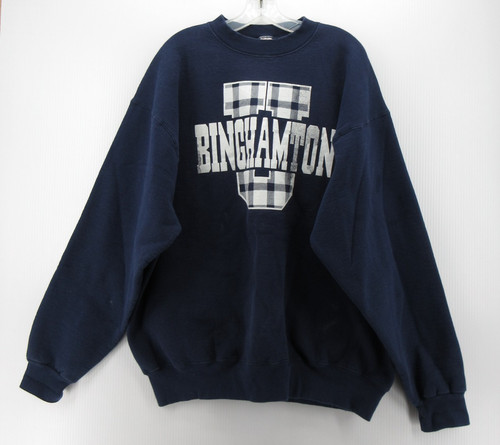 VINTAGE Binghamton University Sweatshirt Men XL Blue Bearcats Fruit Of The Loom*