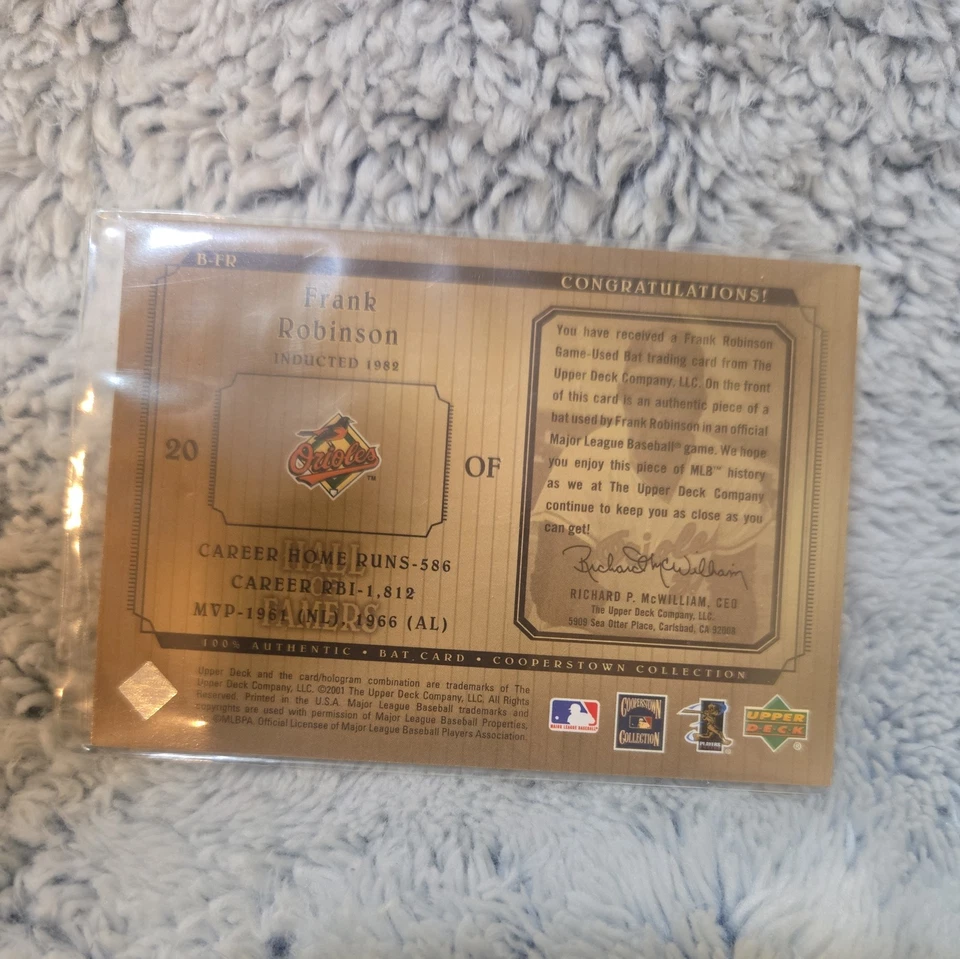 2001 Upper Deck Salón de la Fama - Bat Frank Robinson #B-FR (MEM) Foto 2 de 2