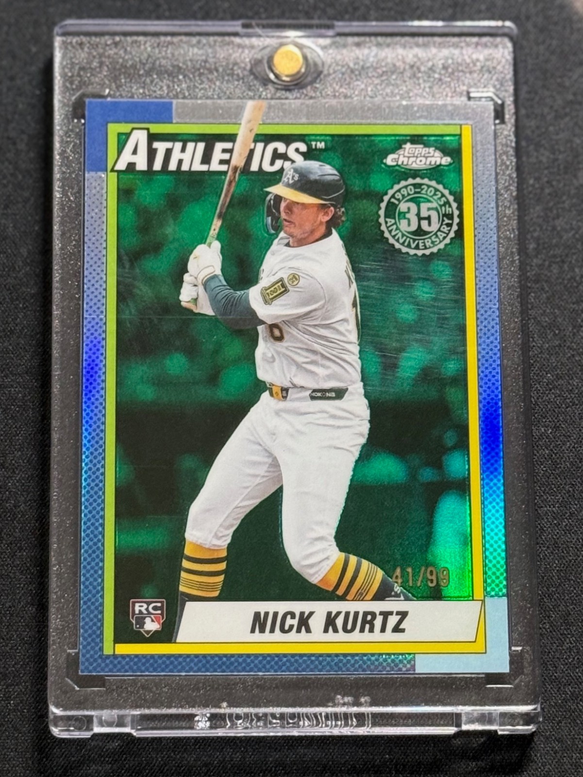 2025 Topps Chrome Update 90CU-21 NICK KURTZ 1990 Topps GREEN /99 Color Match A's