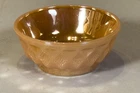 Vintage Fire-King Peach Lustre Custard Bowl – Diamond Pattern 5” Anchor Hocking