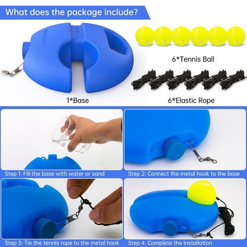 CHEGIF Tennis Trainer Rebound Ball with 3 String Balls, Portable Tennis Training - Picture 2 of 8