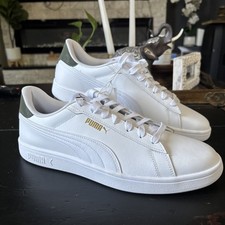 Puma Ace Court Men’s Sneakers White Green Gold Logo Size 11 New Without Box