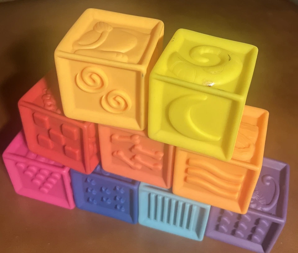 Baby Blocks - 1 Set of 9 - Soft Silicone Toy for Stacking, Teething, Education - Image 2 of 3