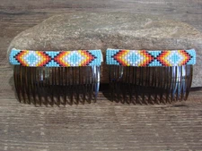 Native American Hand Beaded Hair Comb Set by Cleveland