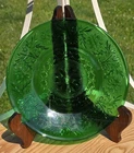 Anchor Hocking Forest Green Large Plate W/ Floral Flower Decoration Cottagecore