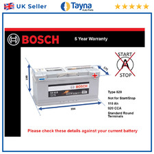 Battery fits BMW M5 530 525 520 635D 523 645 730D 745 750 545 96 to 12 Bosch 020