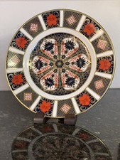 Royal Crown Derby Imari 1128 English Bone China Plate With Stand