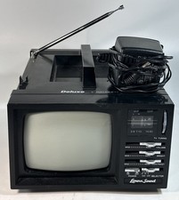 Vintage Deluxe 5" Portable Black White TV with AM/FM Radio Lenoxx Sound 1986