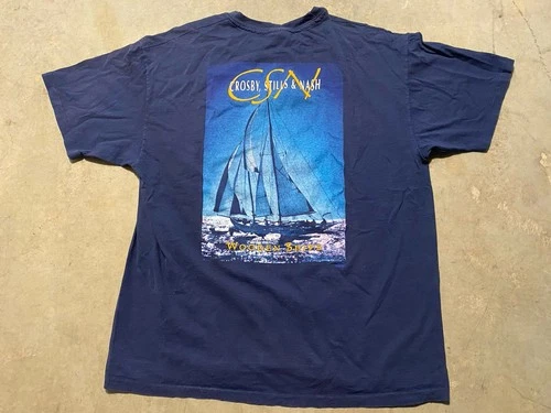 Vintage 1980s Crosby Stills Nash & Young Band Tour T-Shirt S 1980s vintage concert t-shirt, vintage, size XL, single stitch, B+ condition