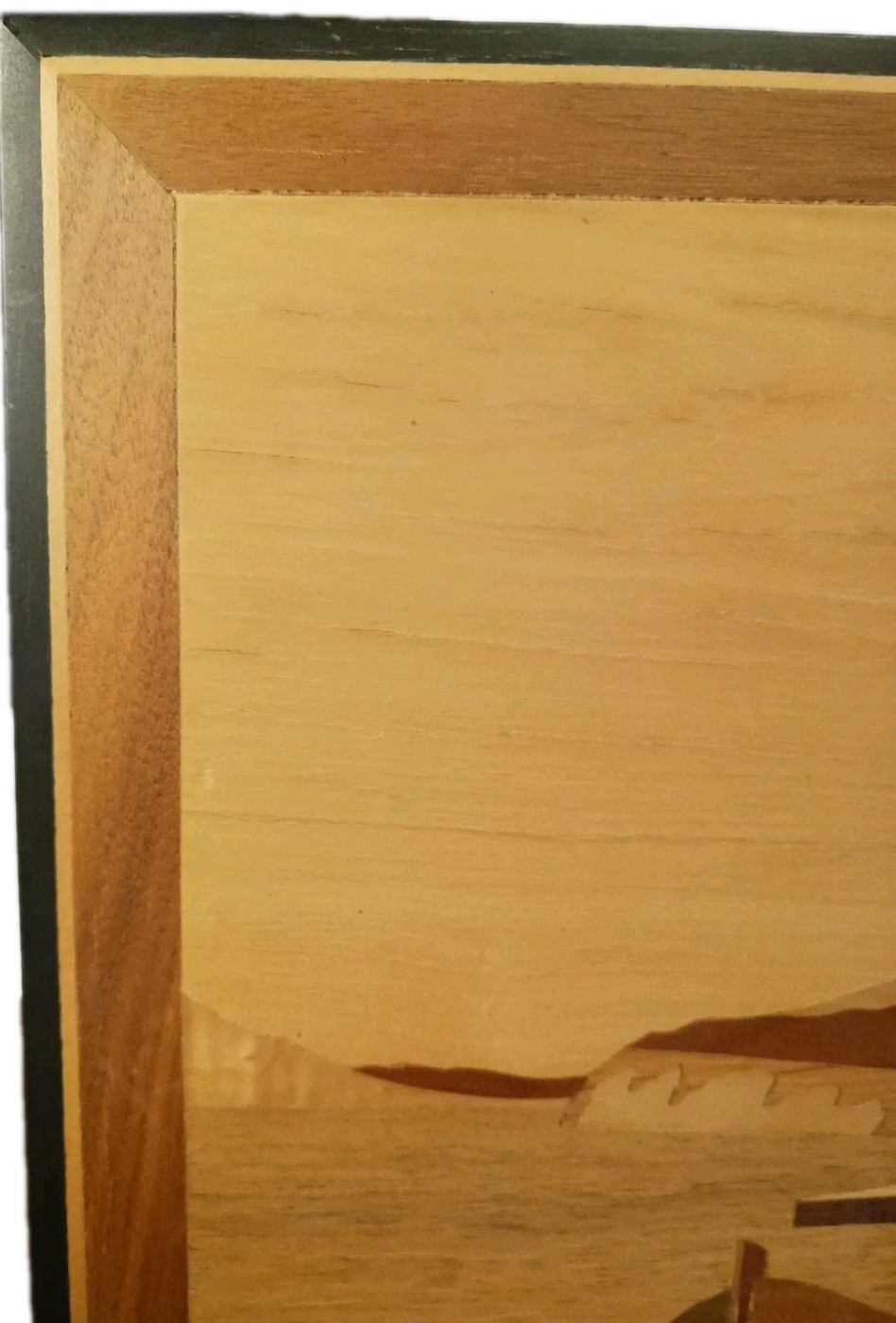 Italian Coastal Scene By Sorrento Marquetry Wooden Inlay Picture 11x15”