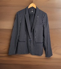 Tommy Hilfiger Women's 16 Blazer Blue White Stripes Buttons Elbow Pads New 139