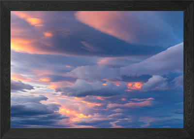 Gerahmtes Wandbild Poster Leinwanddruck Bild stürmischer Sonnenuntergang Wolken