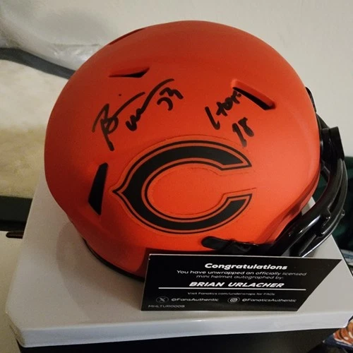 Brian Urlacher 2025 Under Wraps Autographed NFL Mini Helmet HOF 2018 Inscribed
