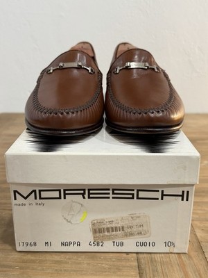 NIB MORESCHI Italy Nappa Loafer Leather Cuoio Mens Shoe 