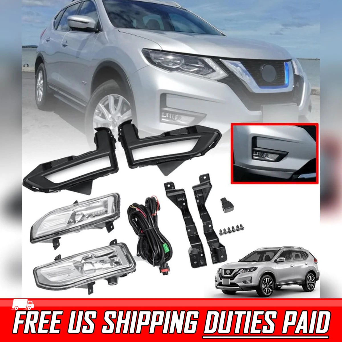 FOG LAMP SPOT LIGHT SET KIT FOR NISSAN X-TRAIL XTRAIL T32 ROGUE