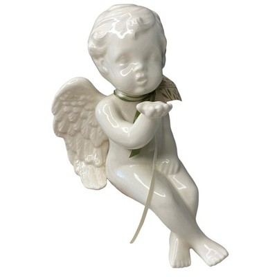NWT Vintage Mud Pie 6'' Tall Ceramic Angel Cherub Blowing Kiss Mantle Edge Decor