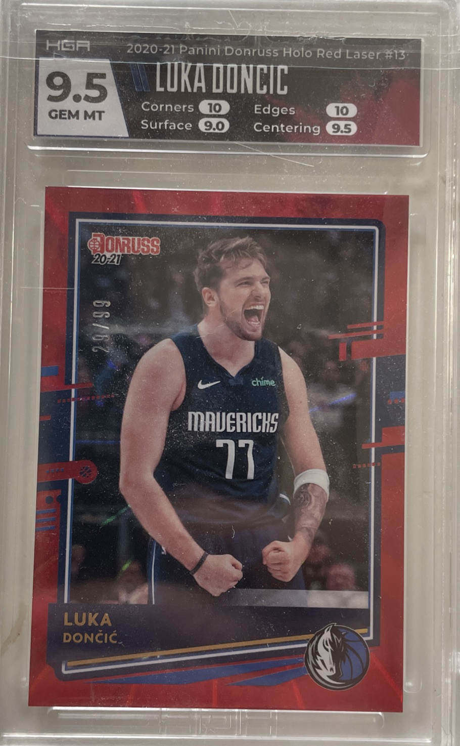 2020/21 DONRUSS HOLO RED LASER LUKA DONCIC #29/99 DALLAS MAVS (LAKERS)