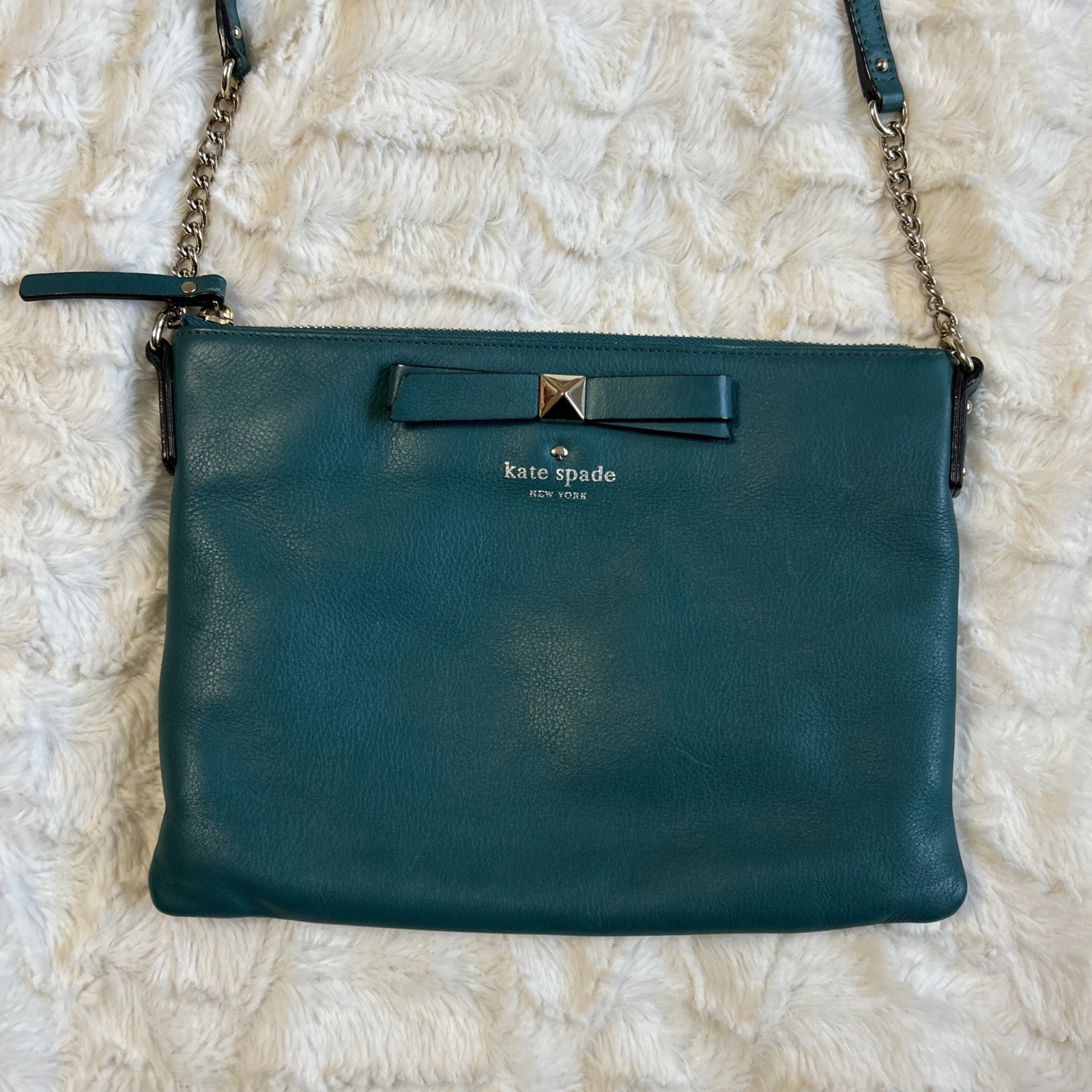 Kate Spade Teal Blue Small Purse Bow Detail