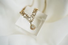 Gablonz rhinestone necklace with pendant drop, vintage.