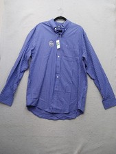IZOD Men's Casual Gingham Check Shirt L Aster Purple Natural Stretch