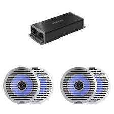 Kicker Marine KPX300.4 Powersports Amp 2 6.5" Thin- Mount Marine LED Spea...