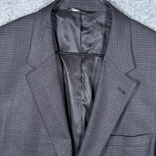 Jos A Bank Blazer Mens 46L Grey Silk Wool Signature Collection Plaid Sport Coat