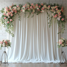 10X10Ft White Backdrop Curtains for Wedding Parties, Wrinkle Free Photo Backdrop