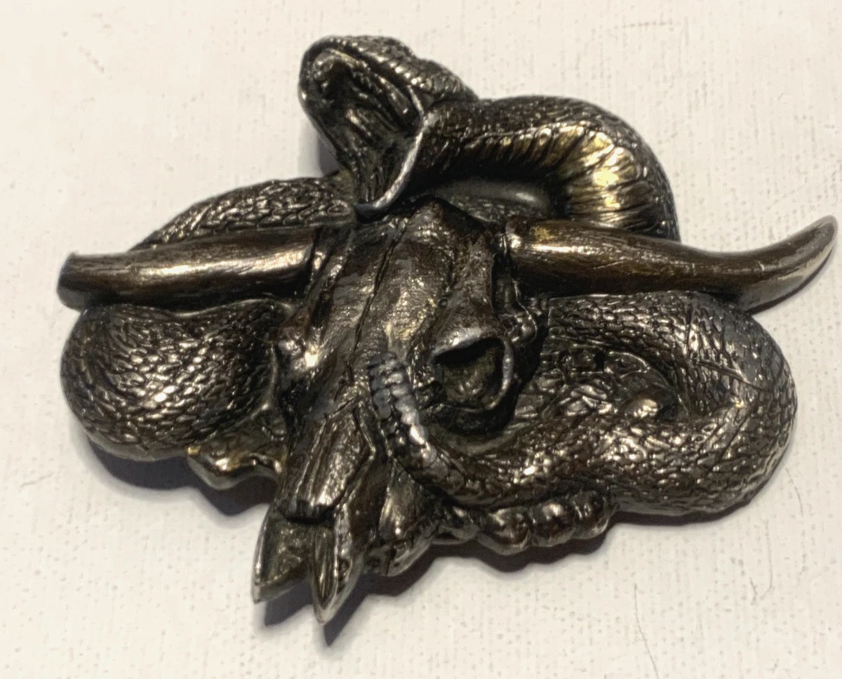 VZ made pewter tone metal Rattlesnake belt buckle. Rattlesnake Belt 1 1/2 main image 2