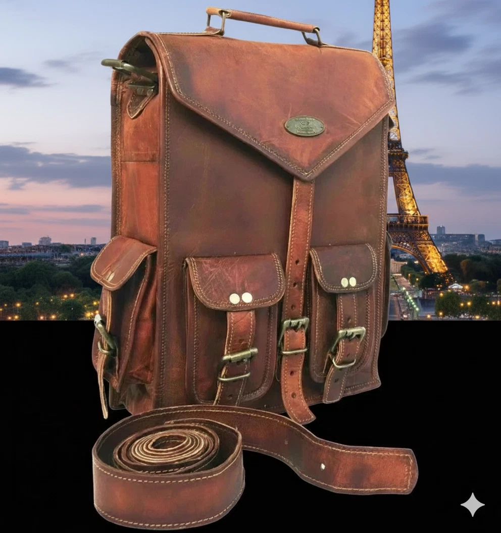 Suitable Backpack Rucksack Vintage Real Brown Travel New Men's Laptop