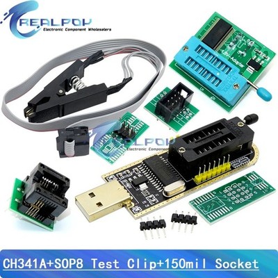 CH341A Programmer adapter+SOIC8 adapter+ SOP8 clip cable+1.8V adapter CH341 D