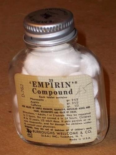 VINTAGE EMPIRIN COMPOUND NEW IN BOTTLE, BURROUGHS WELLCOME & CO, TUCKAHOE, NY