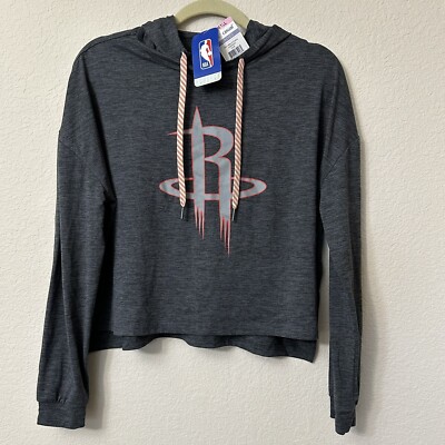 Houston Rockets Cropped Shirt Women's Gray Long Sleeve Top Hoodie Oversized NWT