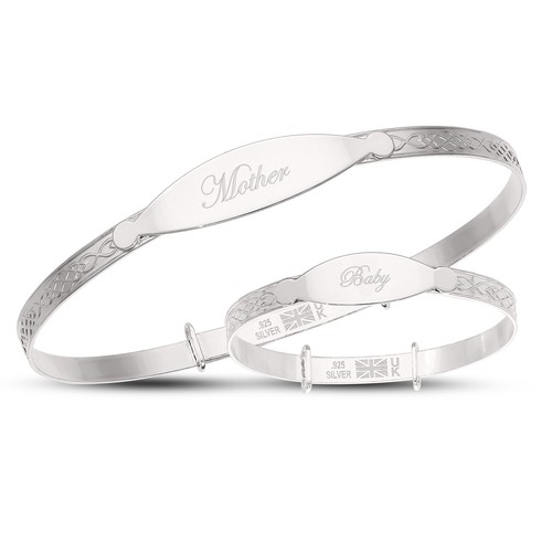 Dolce Valentina Personalised Mother and Baby Bangles Gift Sterling Silver 925 - Picture 10 of 37